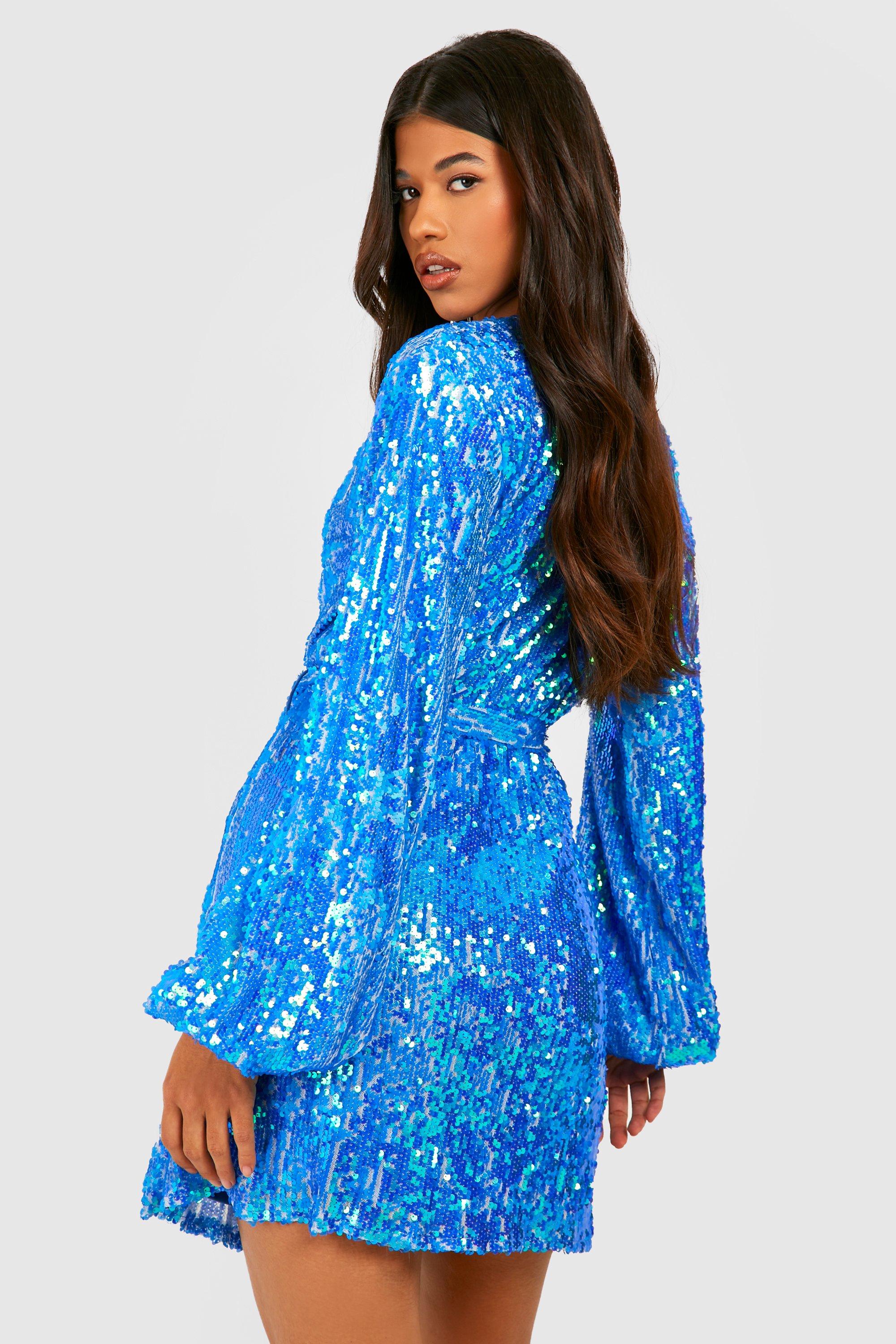 Boohoo blue hot sale sequin dress